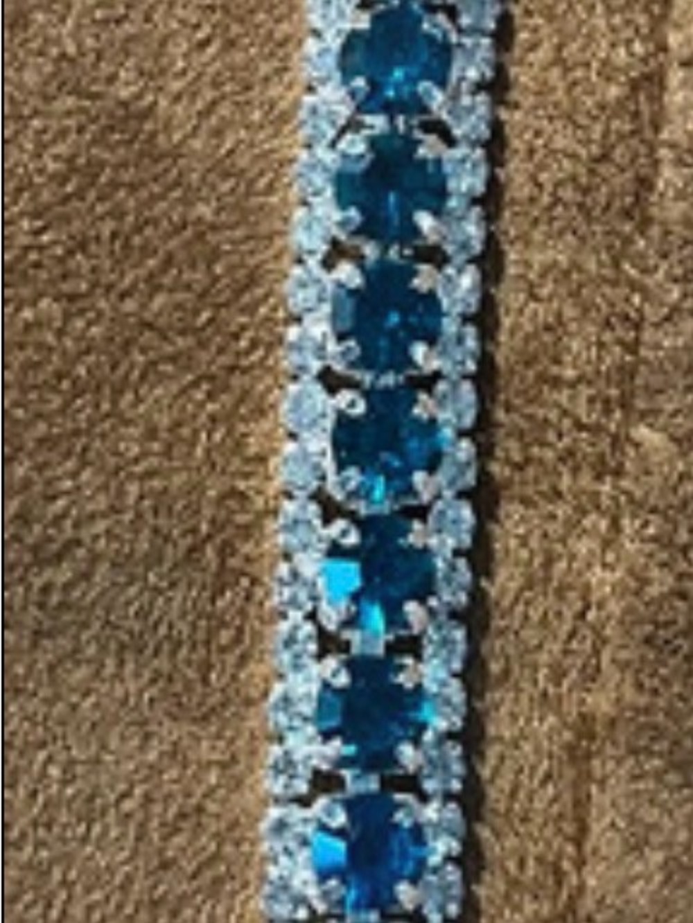 Blue Crystal Halo Tennis Bracelet